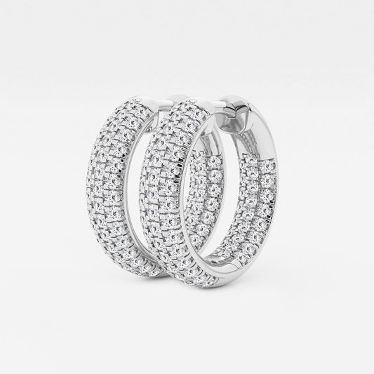 1 1/2 ctw Round Lab Grown Diamond Pave Hoop Earrings    Platinum, DE, VS1