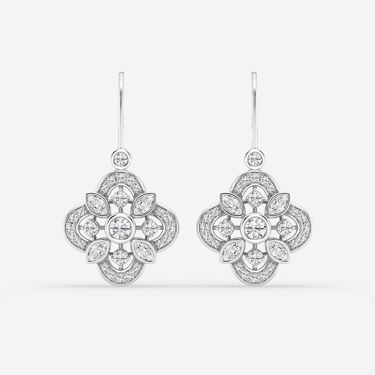 1 1/2 ctw Marquise Lab Grown Diamond Vintage Inspired Earrings    Platinum, DE, VS1