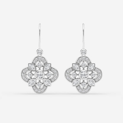 1 1/2 ctw Marquise Lab Grown Diamond Vintage Inspired Earrings    Platinum, DE, VS1