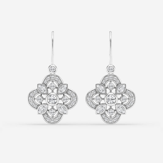 1 1/2 ctw Marquise Lab Grown Diamond Vintage Inspired Earrings    Platinum, DE, VS1