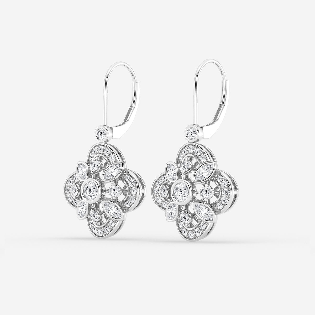 1 1/2 ctw Marquise Lab Grown Diamond Vintage Inspired Earrings    Platinum, DE, VS1