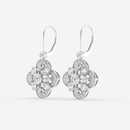 1 1/2 ctw Marquise Lab Grown Diamond Vintage Inspired Earrings    Platinum, DE, VS1