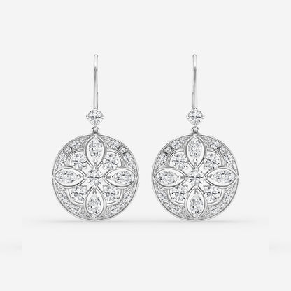 2 1/2 ctw Round and Marquise Lab Grown Diamond Vintage Earrings    Platinum, DE, VS1