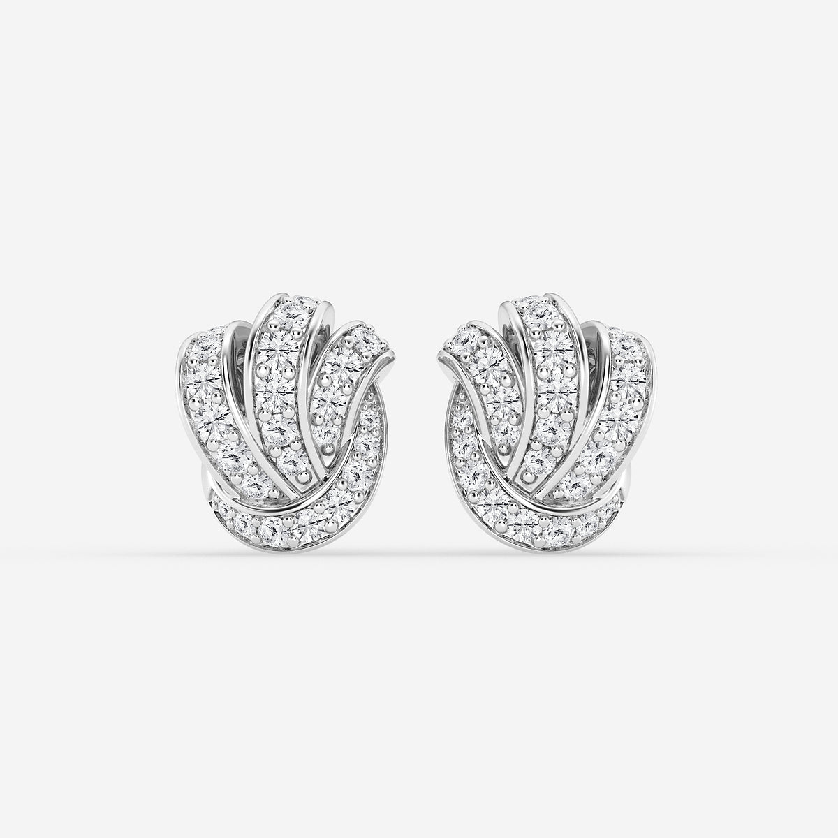 1 1/2 ctw Round Lab Grown Diamond Pave Knot Stud Earrings    Platinum, DE, VS1
