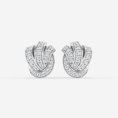 1 1/2 ctw Round Lab Grown Diamond Pave Knot Stud Earrings    Platinum, DE, VS1