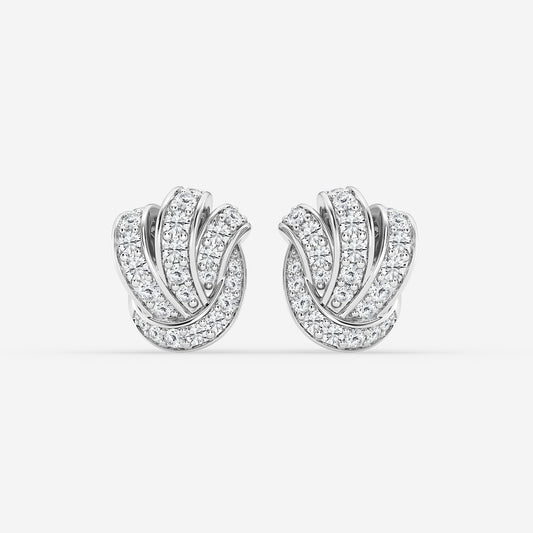 1 1/2 ctw Round Lab Grown Diamond Pave Knot Stud Earrings    Platinum, DE, VS1