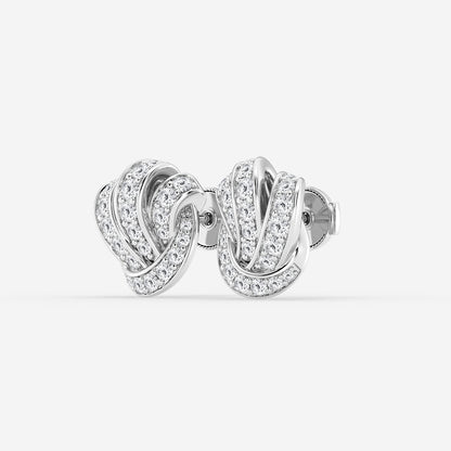 1 1/2 ctw Round Lab Grown Diamond Pave Knot Stud Earrings    Platinum, DE, VS1