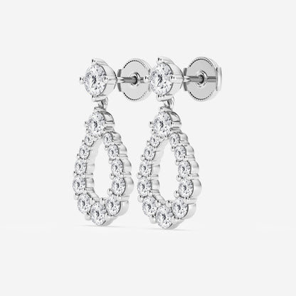 3 1/2 ctw Round Lab Grown Diamond Graduated Shared Prong Drop Earrings    Platinum, DE, VS1