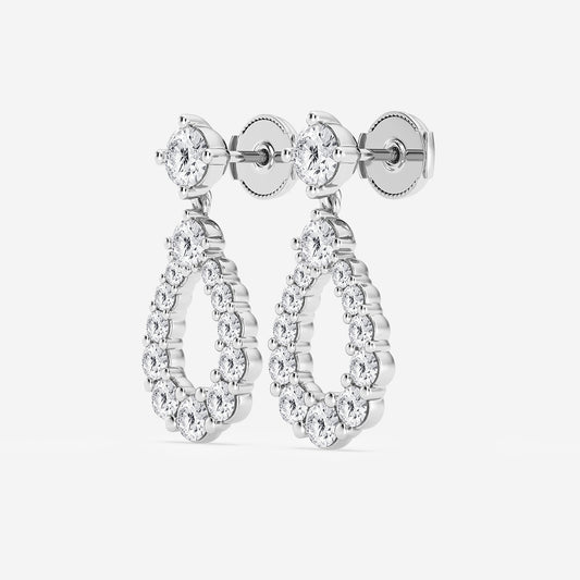 3 1/2 ctw Round Lab Grown Diamond Graduated Shared Prong Drop Earrings    Platinum, DE, VS1