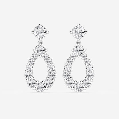 3 1/2 ctw Round Lab Grown Diamond Graduated Shared Prong Drop Earrings    Platinum, DE, VS1