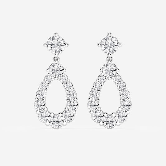 3 1/2 ctw Round Lab Grown Diamond Graduated Shared Prong Drop Earrings    Platinum, DE, VS1