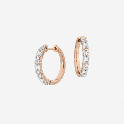 1 1/3 ctw Multi-Shape Lab Grown Diamond Hoop Earrings    14K Rose Gold, DE, VS1