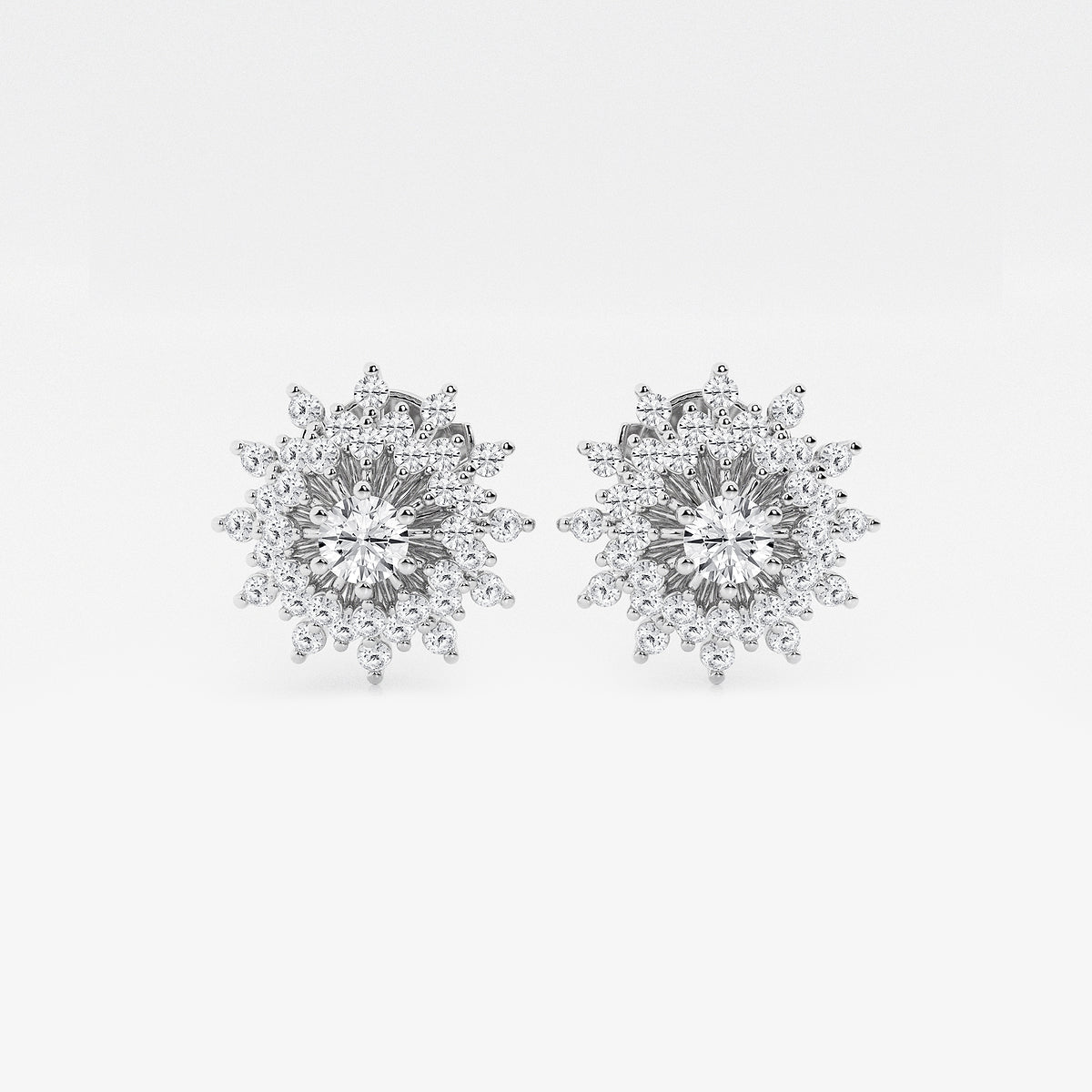 1 ctw Round Lab Grown Diamond Sunburst Earrings    Platinum, DE, VS1