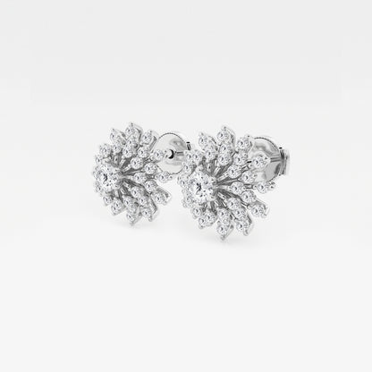 1 ctw Round Lab Grown Diamond Sunburst Earrings    Platinum, DE, VS1