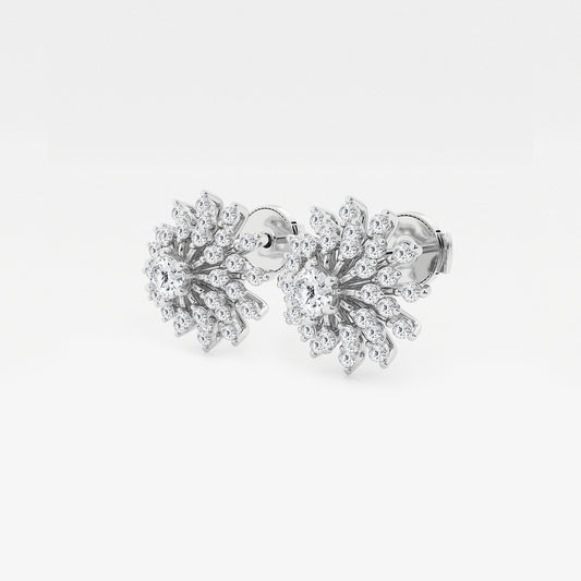 1 ctw Round Lab Grown Diamond Sunburst Earrings    Platinum, DE, VS1