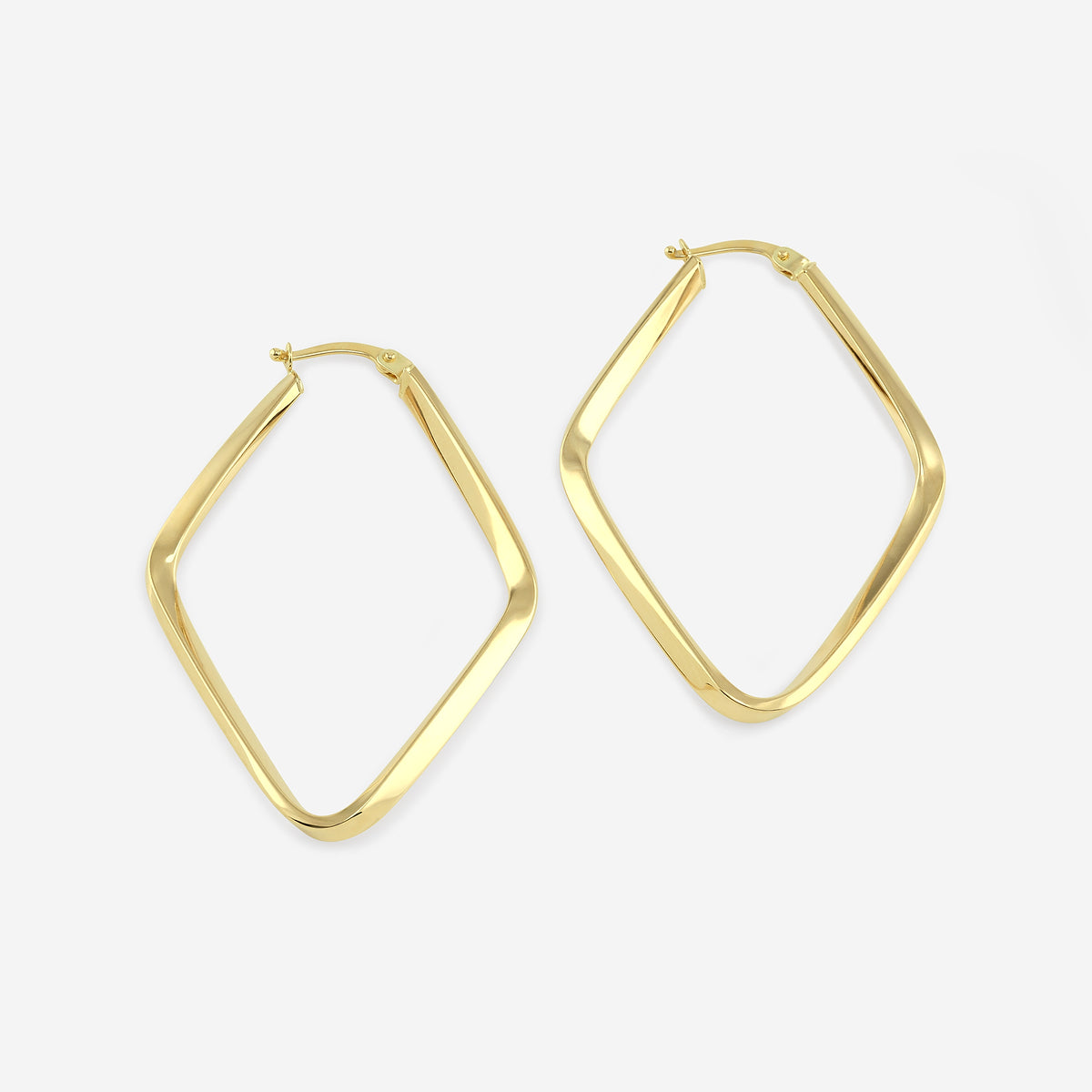Plain Square Hoop Earrings    14K Yellow Gold