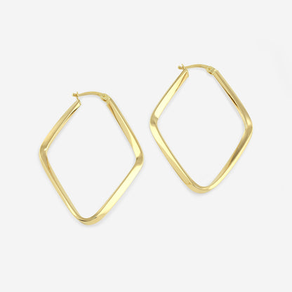 Plain Square Hoop Earrings    14K Yellow Gold