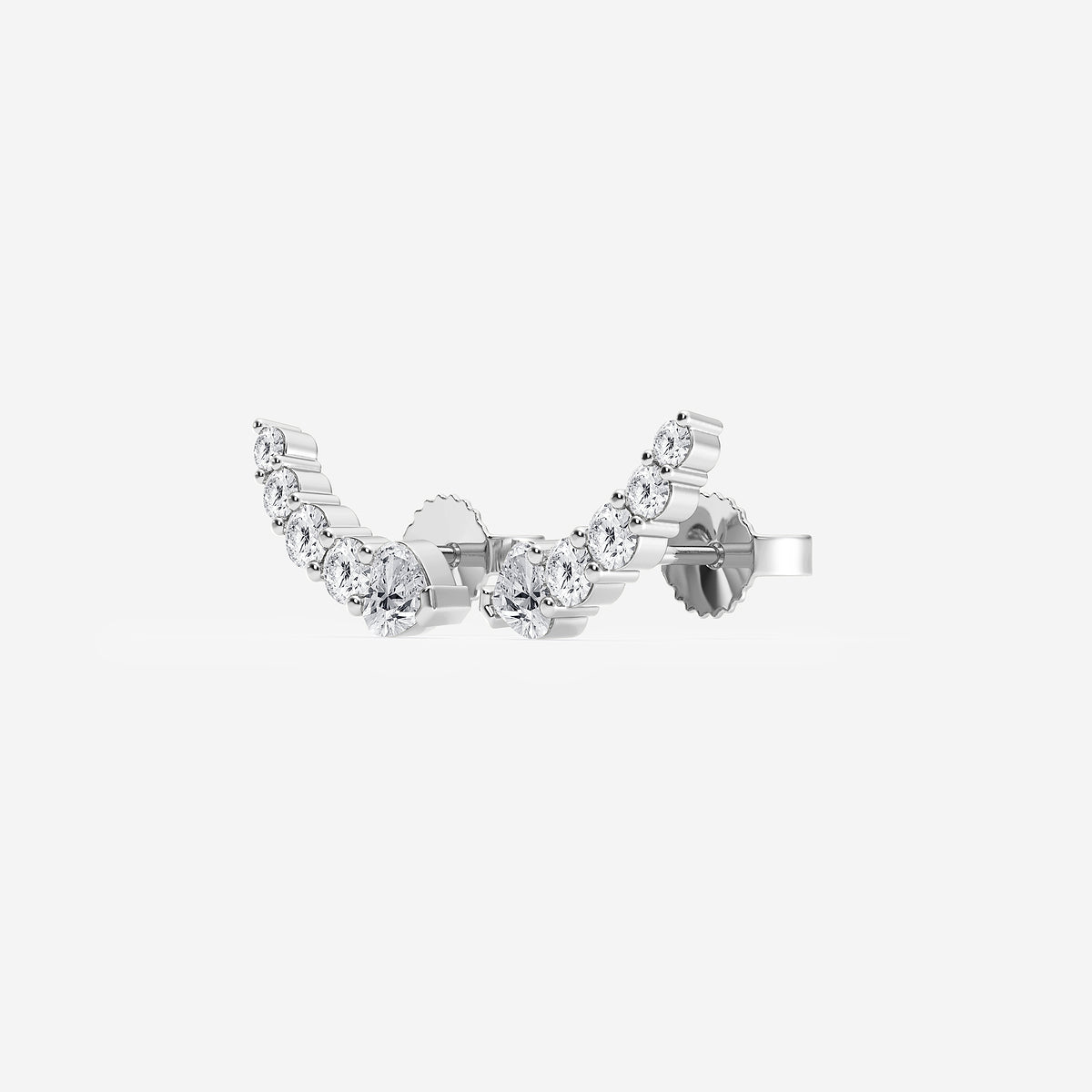 5/8 ctw Heart Lab Grown Diamond Petite Ear Climber Earrings    Platinum, DE, VS1