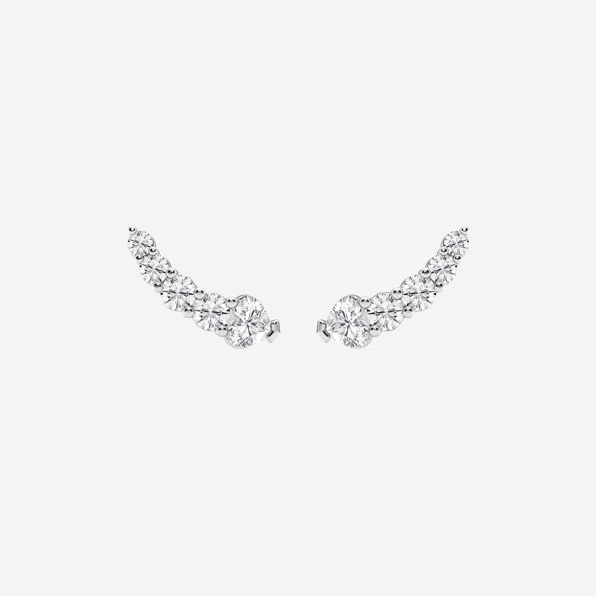5/8 ctw Heart Lab Grown Diamond Petite Ear Climber Earrings    Platinum, DE, VS1