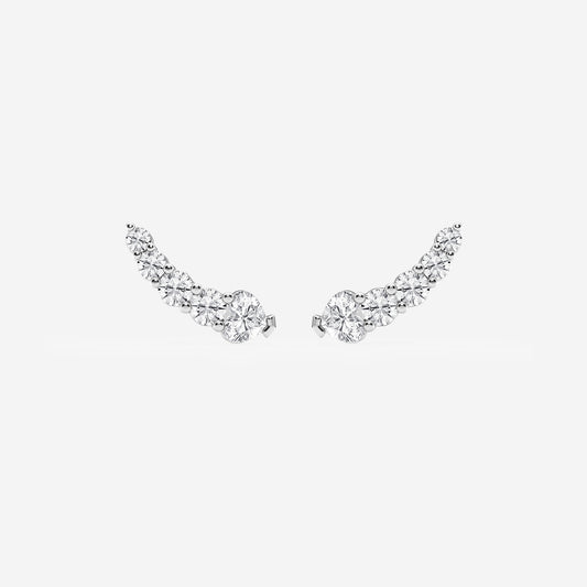 5/8 ctw Heart Lab Grown Diamond Petite Ear Climber Earrings    Platinum, DE, VS1
