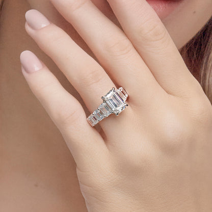 Eleni Emerald Diamond Engagement Ring with Multi-Shape Accents