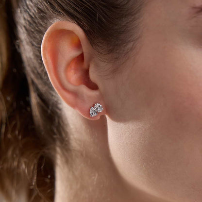 1 1/2 ctw Toi Et Moi Oval and Pear Stud Earrings    Platinum, E, VS1| IGI Certified