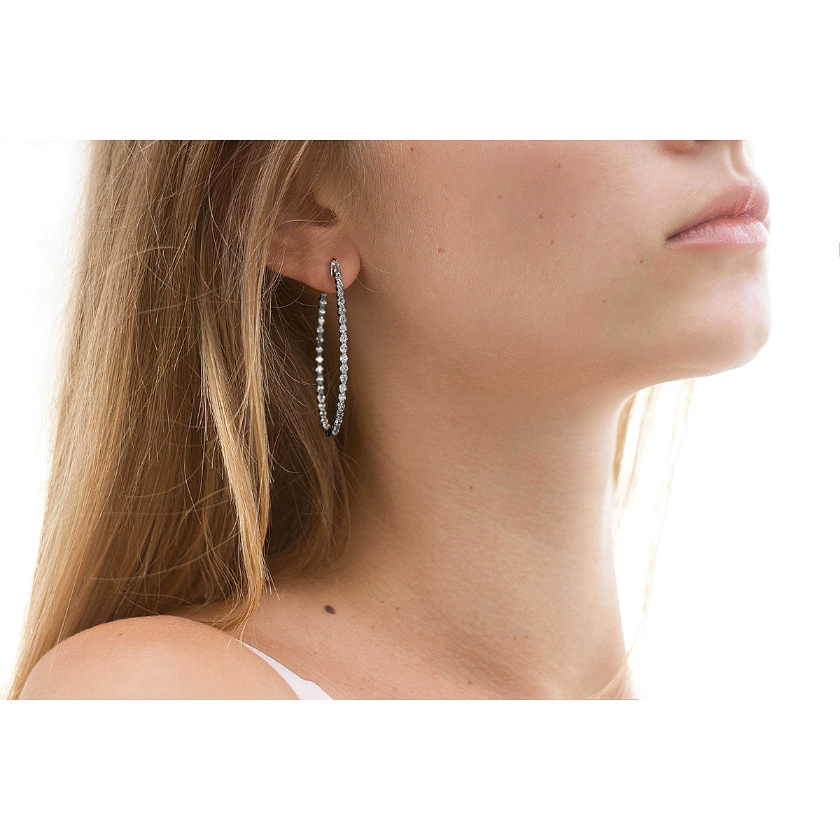 5 ctw Oval Lab Grown Diamond Inside Out Hoop Earrings    Platinum, DE, VS1
