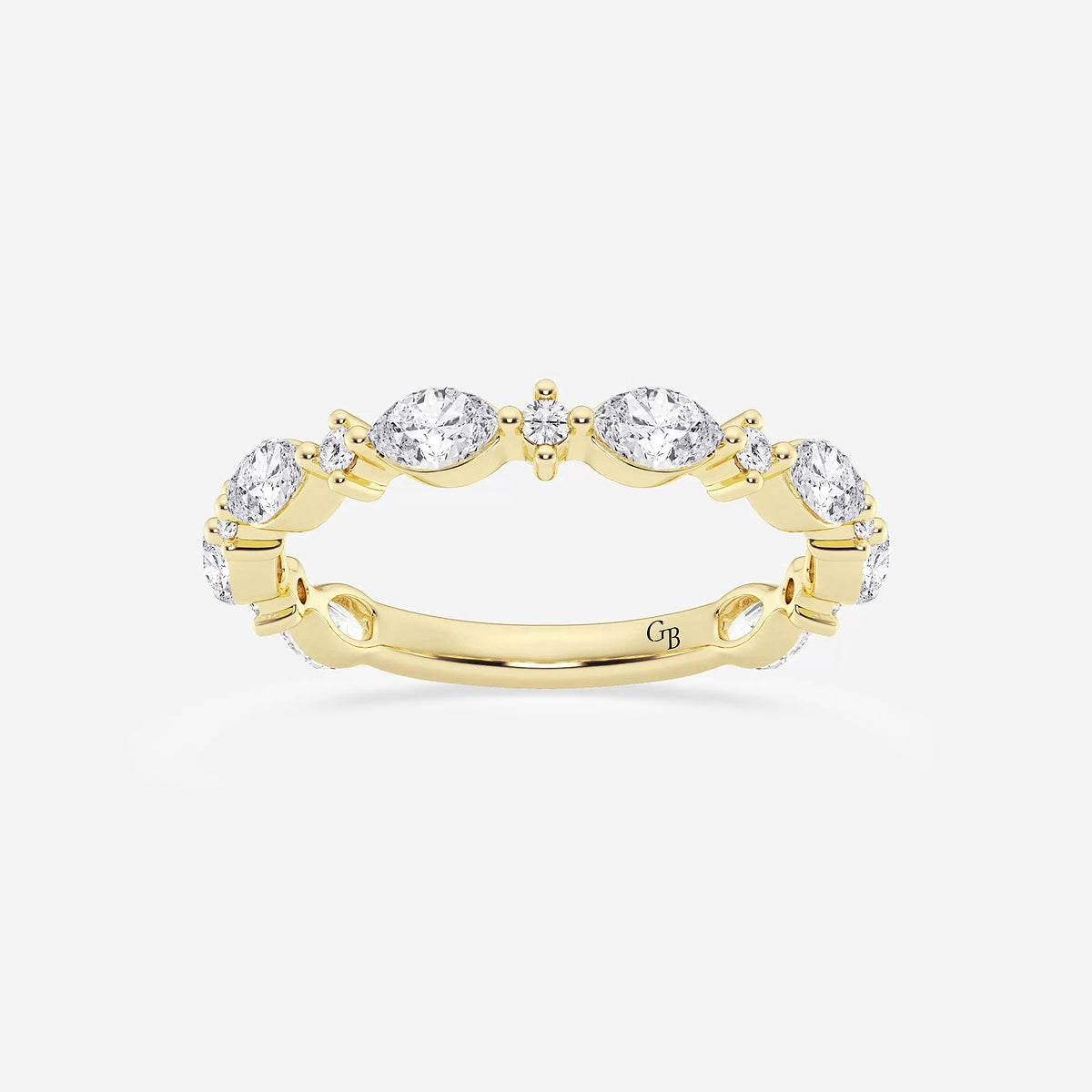 Brooke 5/8 ctw Round and Marquise Lab Grown Diamond Alternating Wedding Band    14K Yellow Gold, DE, VS1