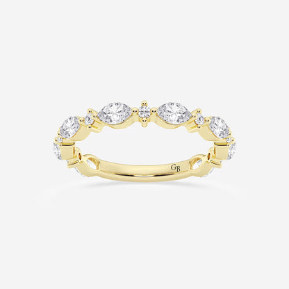 Brooke 5/8 ctw Round and Marquise Lab Grown Diamond Alternating Wedding Band    14K Yellow Gold, DE, VS1
