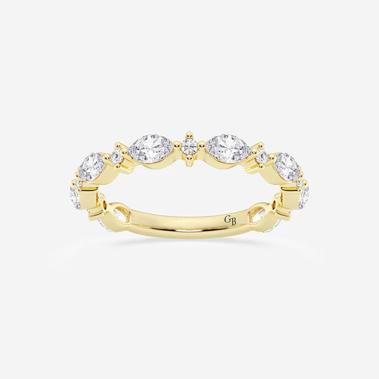 Brooke 5/8 ctw Round and Marquise Lab Grown Diamond Alternating Wedding Band    14K Yellow Gold, DE, VS1