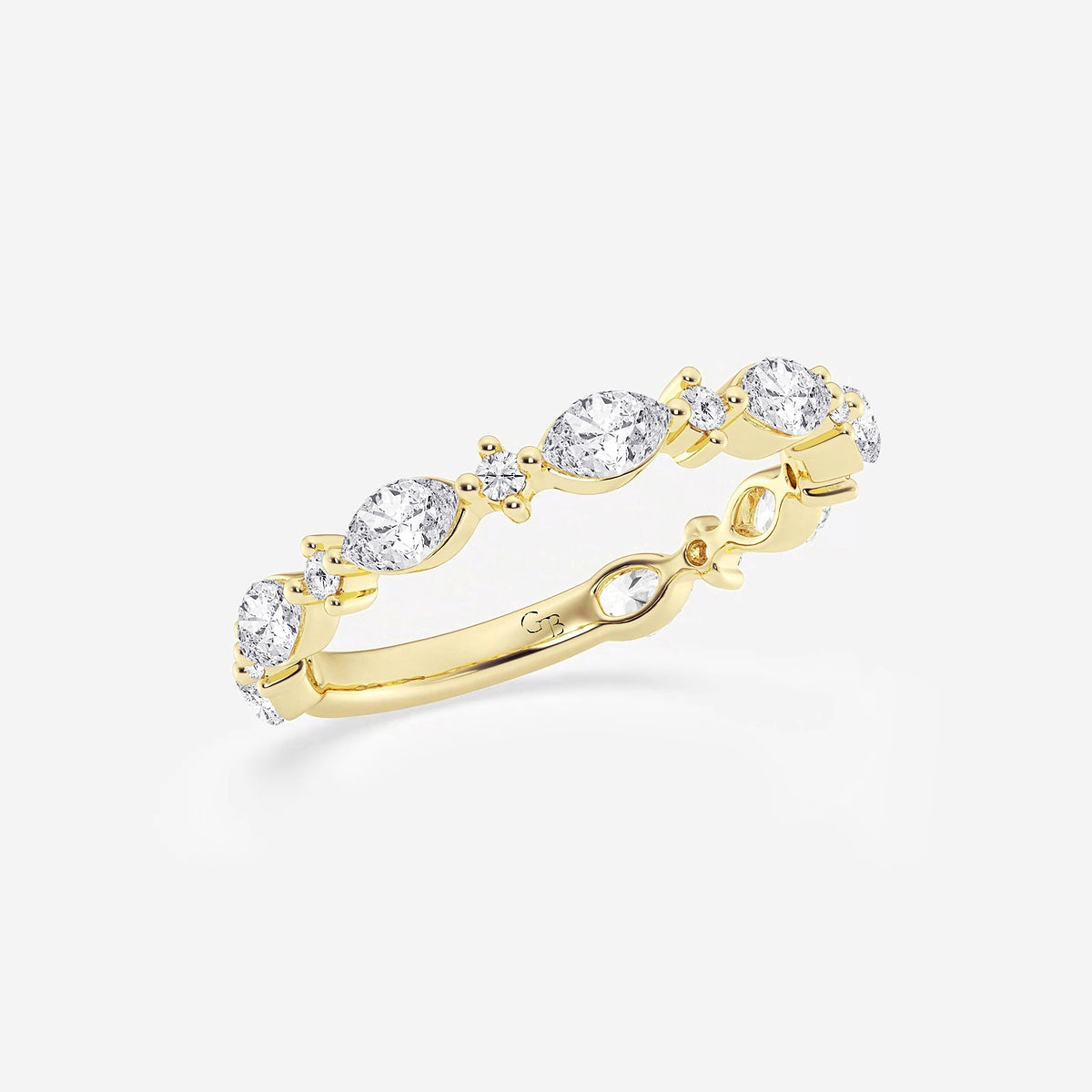 Brooke 5/8 ctw Round and Marquise Lab Grown Diamond Alternating Wedding Band    14K Yellow Gold, DE, VS1