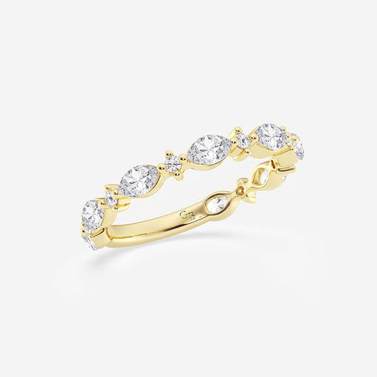 Brooke 5/8 ctw Round and Marquise Lab Grown Diamond Alternating Wedding Band    14K Yellow Gold, DE, VS1