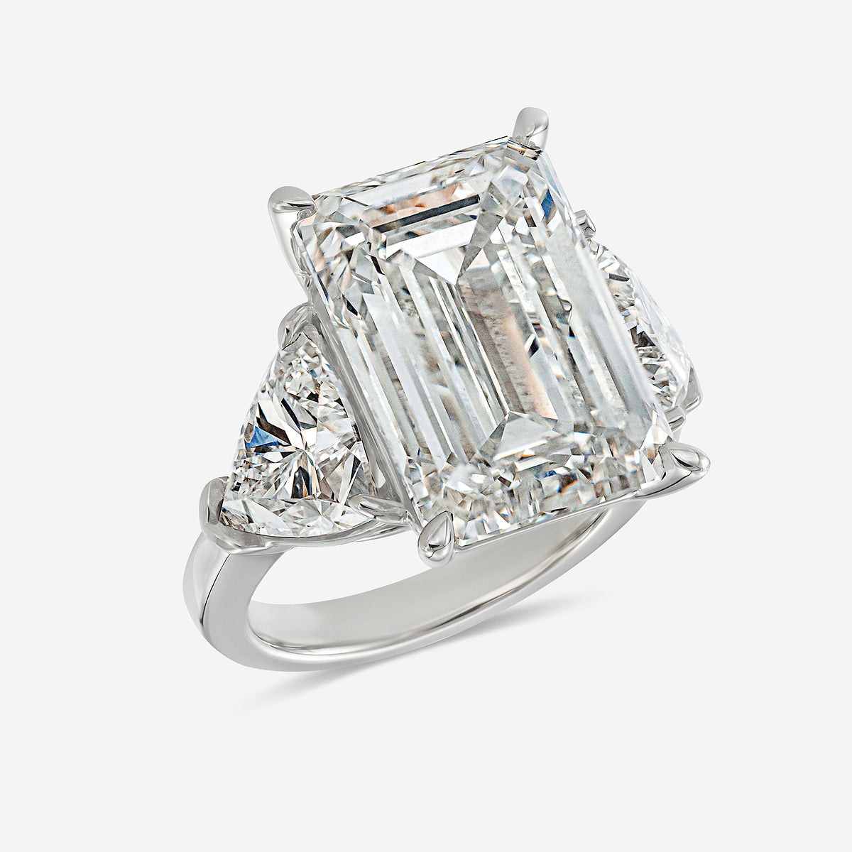 Andorra Emerald Solitaire Engagement Ring with Trillion Accents