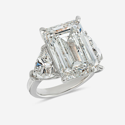 Andorra Emerald Solitaire Engagement Ring with Trillion Accents