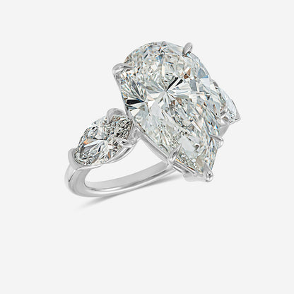 Rio Pear Solitaire Engagement Ring with Marquise Accents