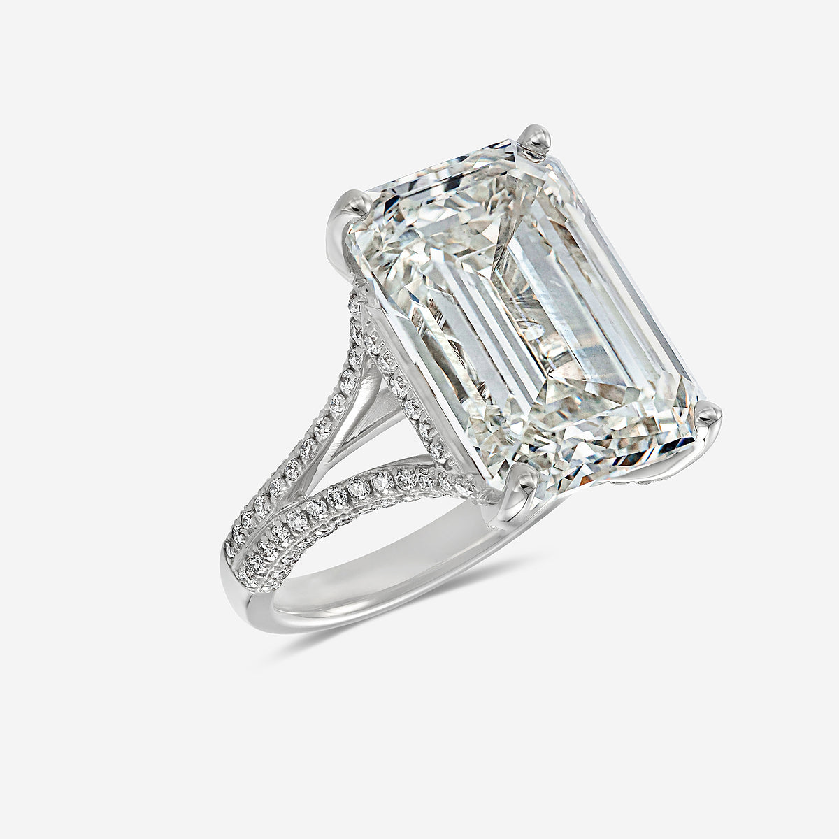 Aspen Emerald Solitaire Engagement Ring with Split Shank