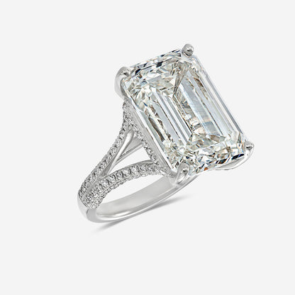 Aspen Emerald Solitaire Engagement Ring with Split Shank