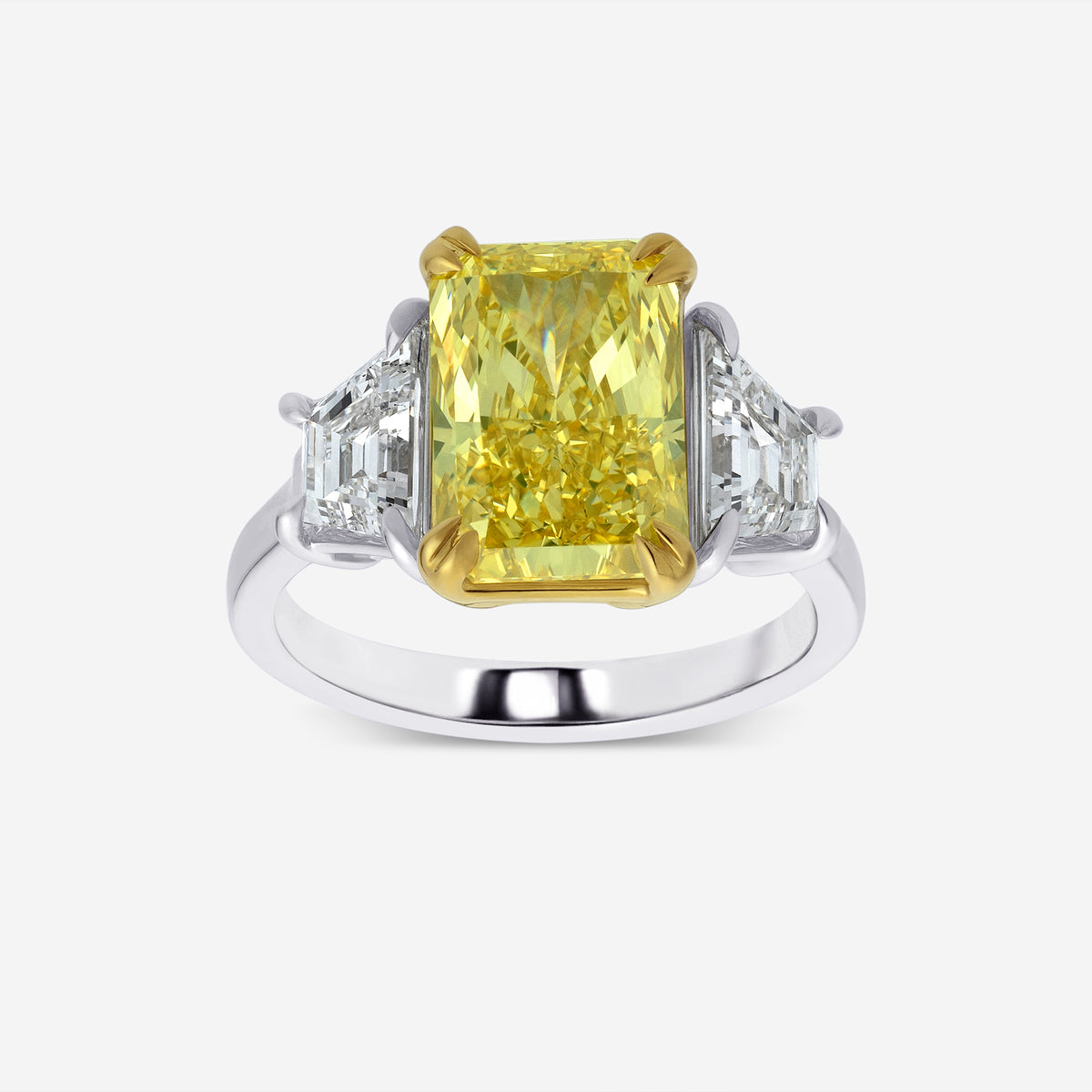 Lira Fancy Yellow Radiant Diamond Three Stone Ring