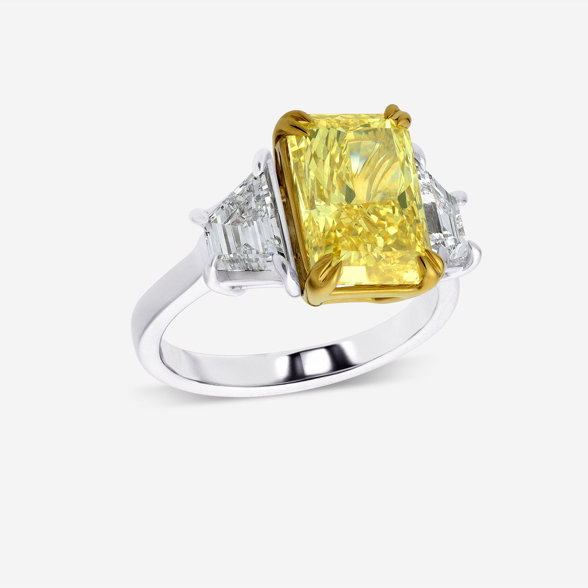 Lira Fancy Yellow Radiant Diamond Three Stone Ring