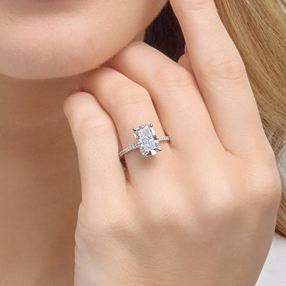 Callista Oval Diamond Side Stone Engagement Ring in 14K Rose Gold - 3.33 CTW