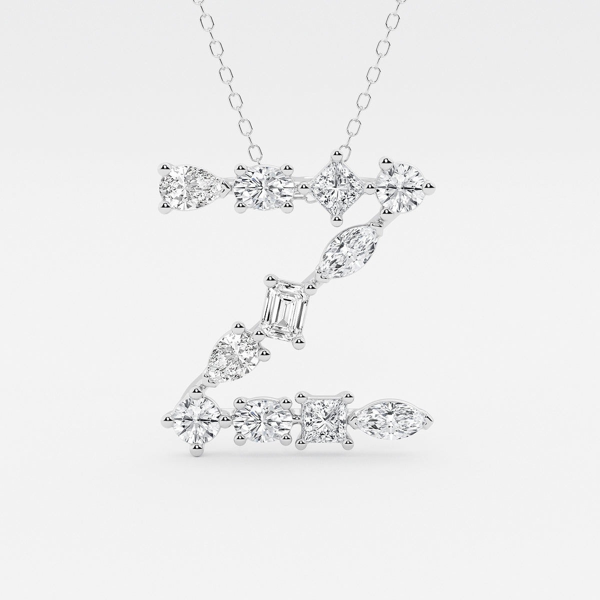 Mosaic Multi-Shape Diamond Initial Z Pendant