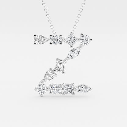 Mosaic Multi-Shape Diamond Initial Z Pendant