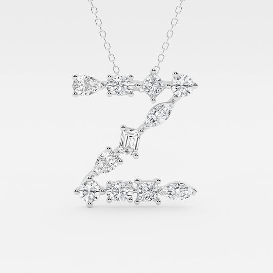 Mosaic Multi-Shape Diamond Initial Z Pendant