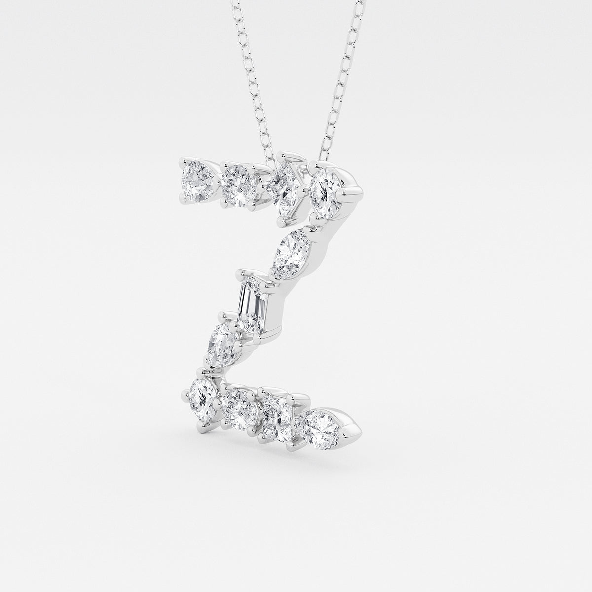 Mosaic Multi-Shape Diamond Initial Z Pendant