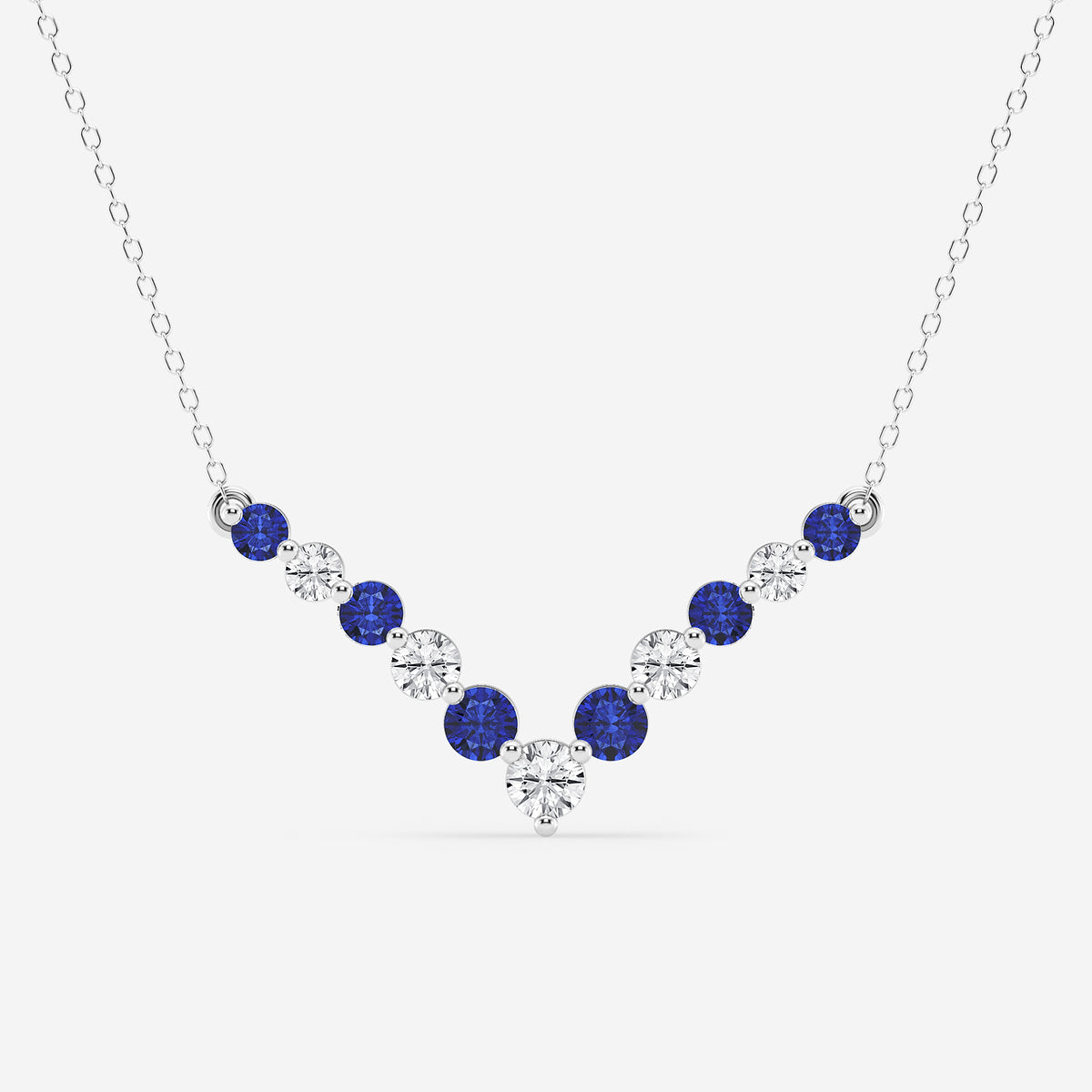 Diamond & Blue Sapphire Chevron Necklace