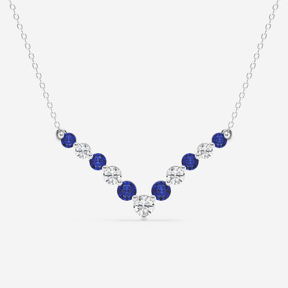Diamond & Blue Sapphire Chevron Necklace