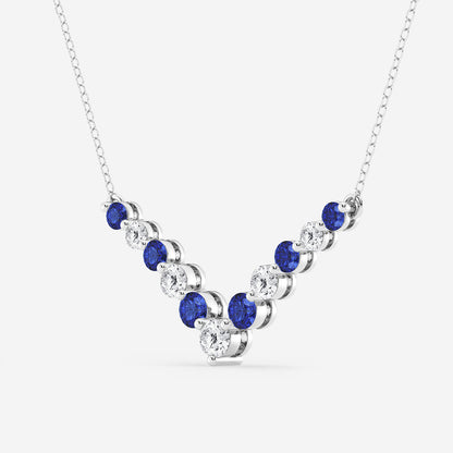 Diamond & Blue Sapphire Chevron Necklace