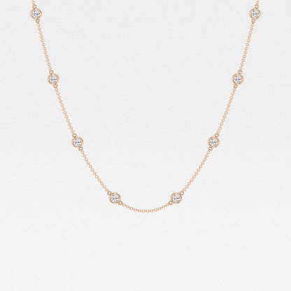 Round Diamond Station Necklace