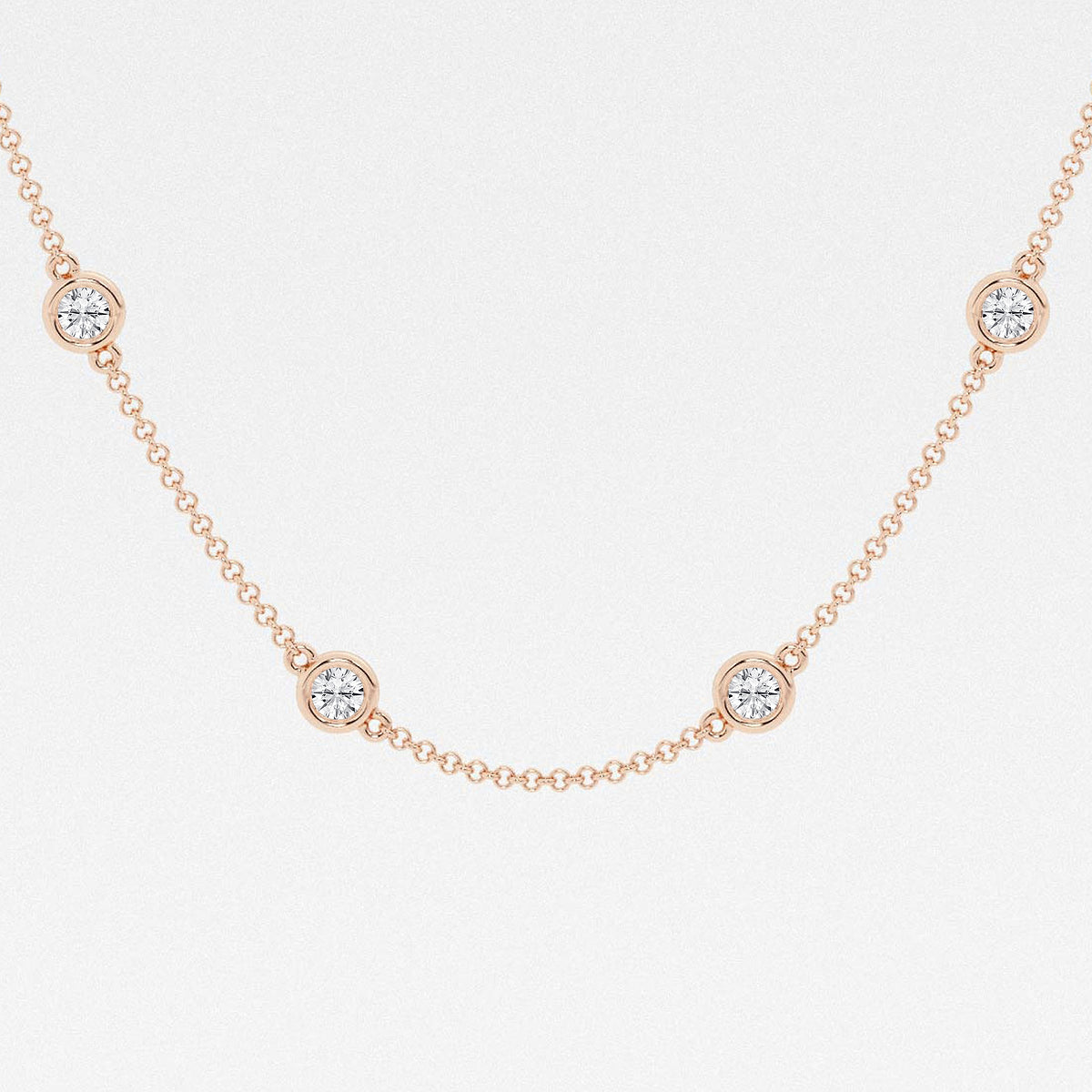 Round Diamond Station Necklace