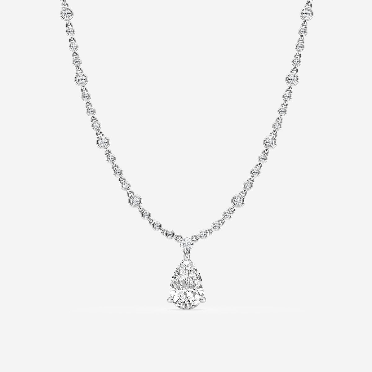 Pear Diamond Fashion Necklace in 14K White Gold - 8 CTW | E, VS1 | IGI Certified